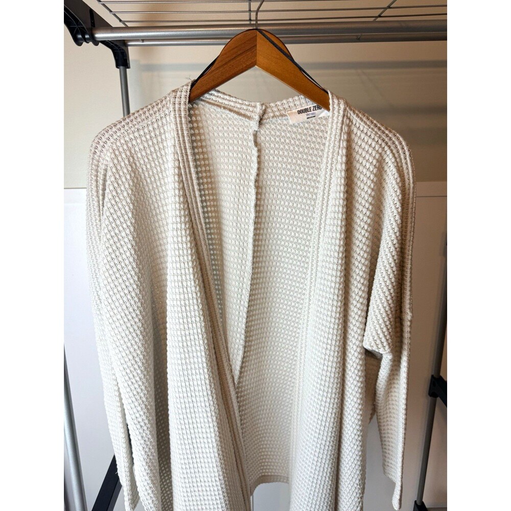 Double Zero Women’s Cardigan S Ivory Open Knit Crochet Long Sleeve Boho Sweater
